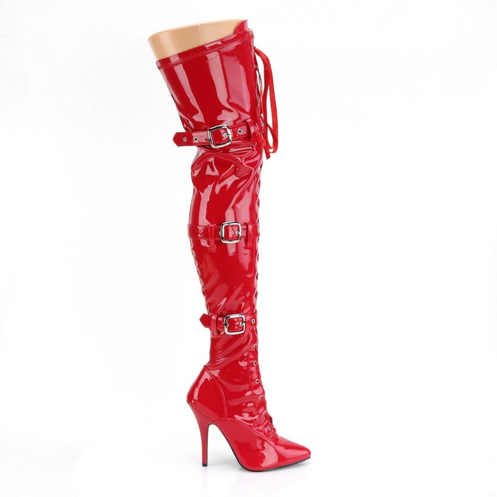 Pleaser Red Over the Knee Boots
